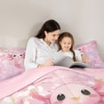 thumbnail image 5 of Manfei Pastel Floral Twin Bedding,Sakura Axolotl Bedding Comforter Set For Girls,Pink,Pink Reversible,7 Pieces, 5 of 8