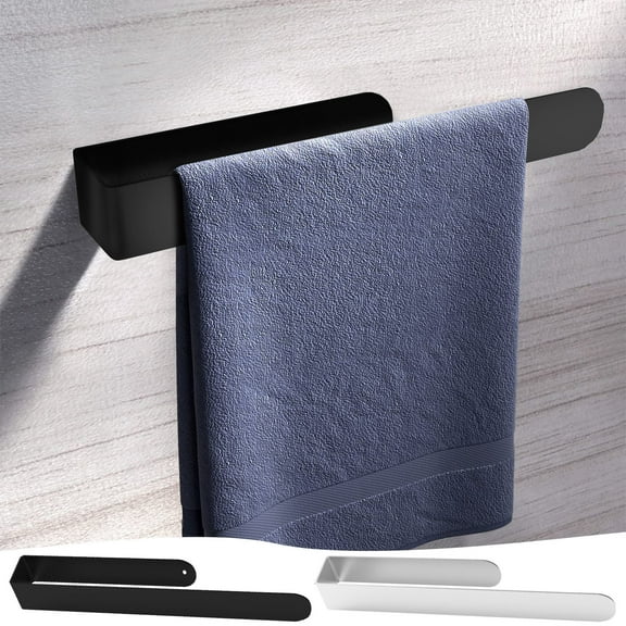 Self Adhesive Hand Towel Bar, Stainless Steel Brushed Wall Mount Rack, Stick On Bathroom Towel Holder, Modern Storage Hardware, Rustproof Durable Organizer, Single Pack Silver, By UKHCCC