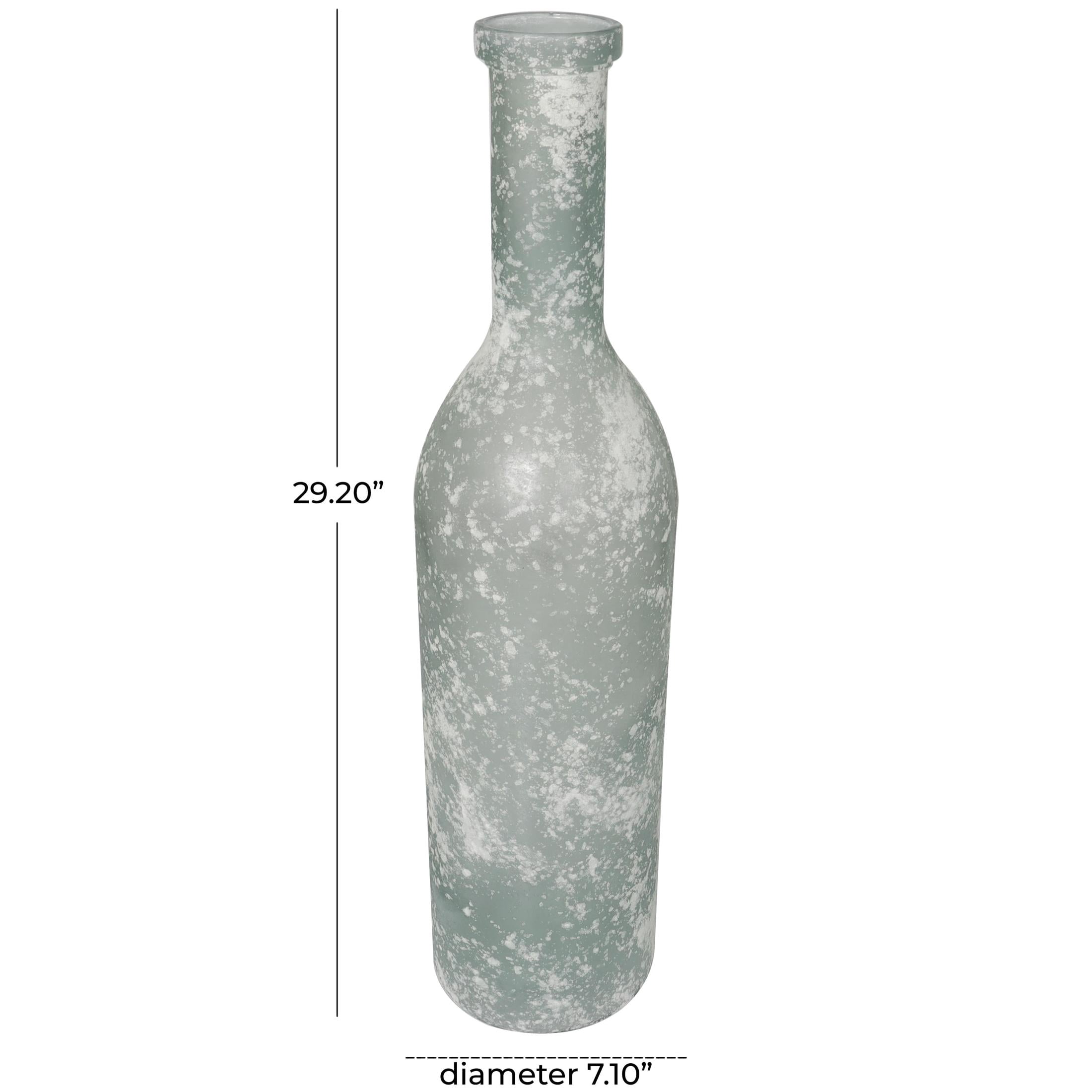 DecMode 29" Handmade Frosted Spanish Bottle Light Blue Recycled Glass Vase