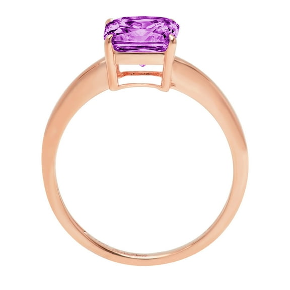 1.5 ct Asscher Cut Simulated Alexandrite Solitaire Engagement Ring for Women in 18K Rose Gold