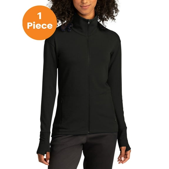 Sport-Tek LST560 Ladies Sport-Wick Flex Fleece Full-Zip , Black, M, Womens Activewear