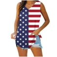 thumbnail image 2 of Wycnly Womens Tank Tops 4th of July Classic Patriotic Tunic Tee Tops Summer Fashion Star US Flag Print V-Neck Sleeveless Shirts Blouse White XXL, 2 of 6