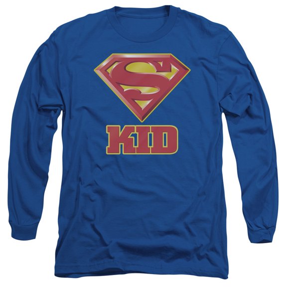 Superman Super Kid Long Sleeve Adult 18/1 T-Shirt Royal Blue