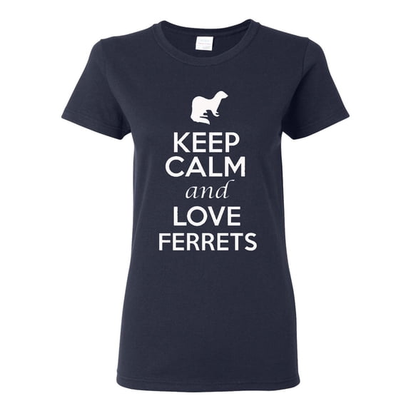 Ladies Keep Calm And Love Ferrets T-Shirt Tee