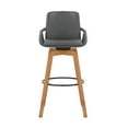 thumbnail image 2 of 30 Inches Leatherette Swivel Barstool, Gray and Brown, 2 of 5