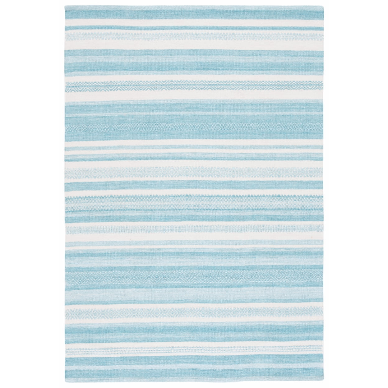 SAFAVIEH Striped Kilim Leo Striped Polyester Area Rug, Turquoise/Ivory, 5' x 8'