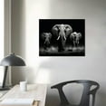 thumbnail image 3 of JEUXUS Large Black White Elephant Contemporary African Animal Wall Art Canvas Print Framed Picture Modern Painting for Living Room Bedroom Decor, 3 of 4