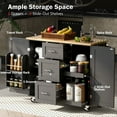 thumbnail image 3 of EUROCO Kitchen Island Cart Rolling Kitchen Island with Storage, Rubber Wood Top,3 Drawers,2 Slide-Out Shelf and Internal Storage Rack(Black-51.49” x 17.00” x 36.85”), 3 of 8
