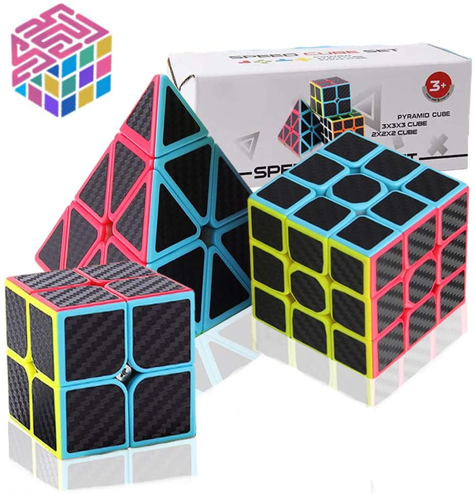 Vdealen 3x3x3 Cube Carbon Fiber Sticker Puzzle Cube Smooth Magic Cube Toy fo... 