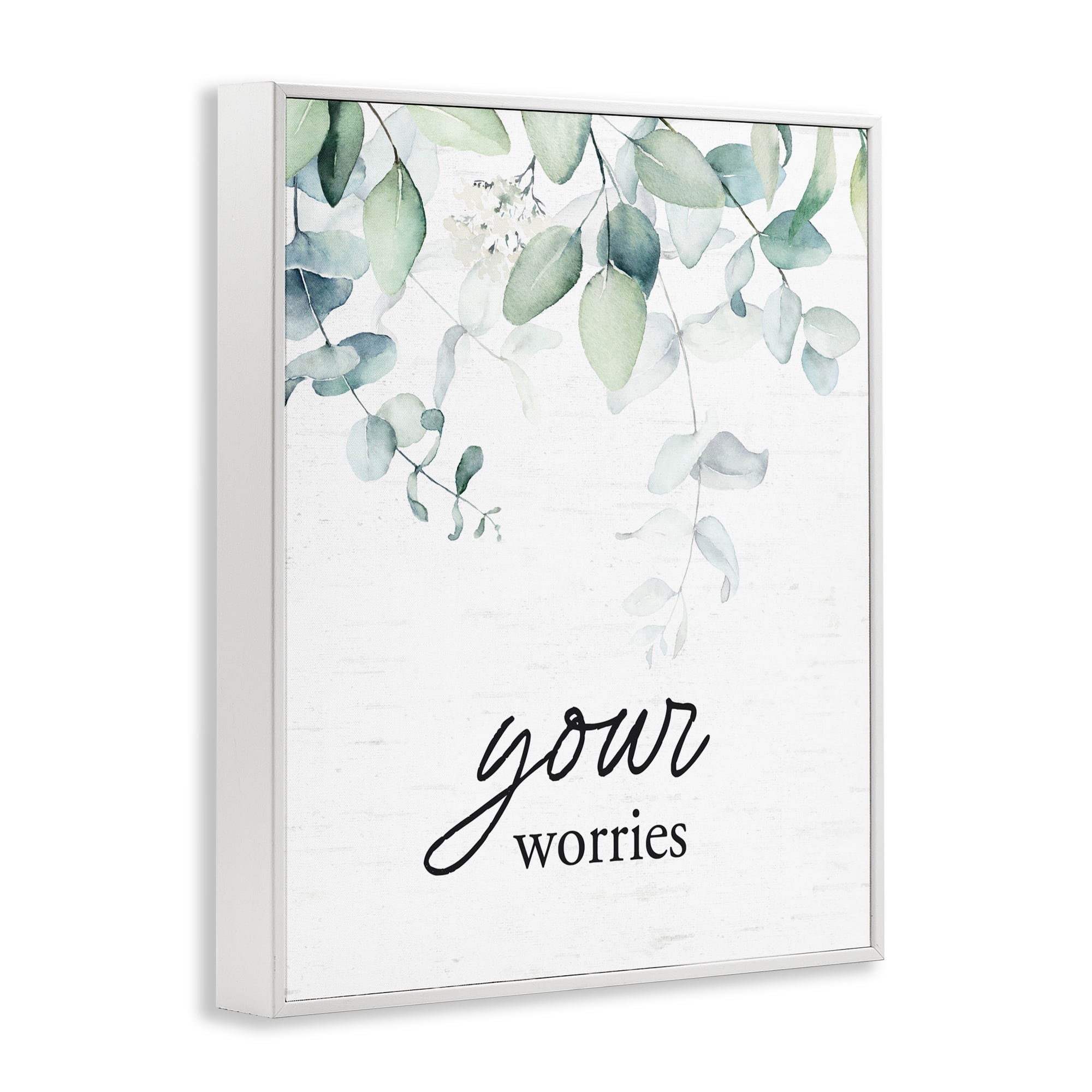 Your Worries Eucalyptus White Framed Giclee Art, design by Lettered and Lined