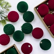 Twfbrm Velvet Christmas Balls 12ct Burgundy Red Flocked Christmas Tree Ball Ornaments Plastic Balls Xmas Decorative Hanging Ornaments Christmas Tree Decoration 6cm/2.36