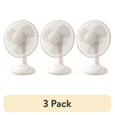 (3 pack) Mainstays 12" 3-Speed Oscillating Table Fan, FT30-8MBW, New, White