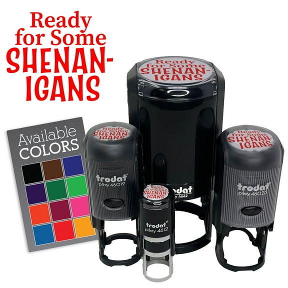 Ready For Shenanigans Saint Patricks Day Self-Inking Rubber Stamp Ink Stamper for Stamping Crafting Planners - Black Ink - Mini 1/2 Inch