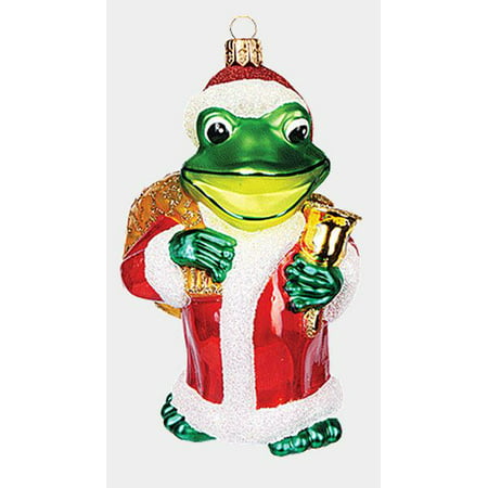 Frog Dressed as Santa Claus Polish Mouth Blown Glass Christmas Ornament
