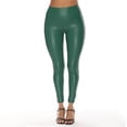 thumbnail image 6 of Women's Elastic Waist Solid Color Casual High Waist Leather Look Pants with Hip Lifting Effect, Pencil Pants for Women, Faux Leather Trousers,Green,S, 6 of 6