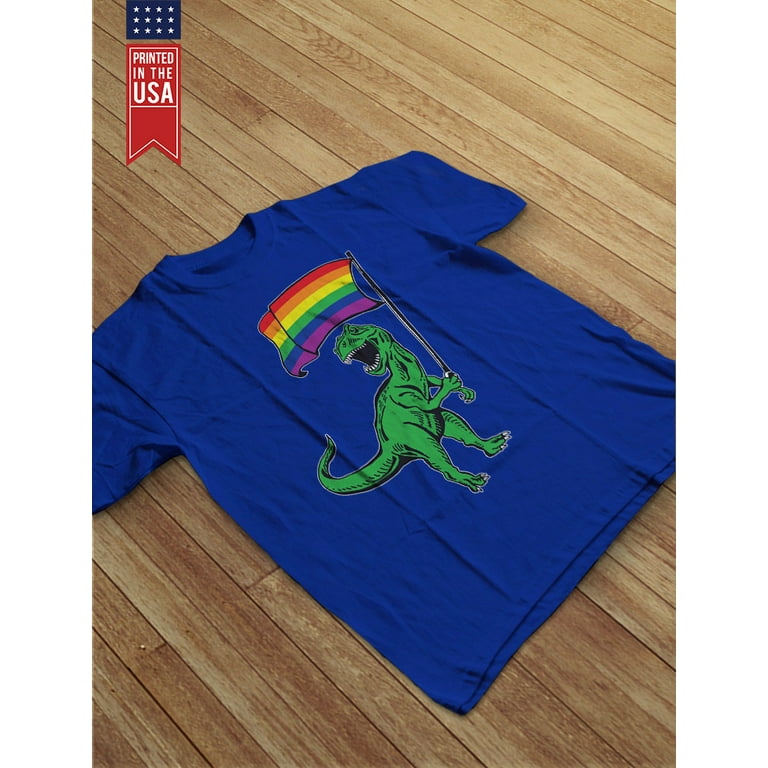 T-Rex Rainbow Flag Gay Pride Shirt - Casual LGBTQ Wear - 'Love is Love'  Equality Message - Quality Graphic Print 