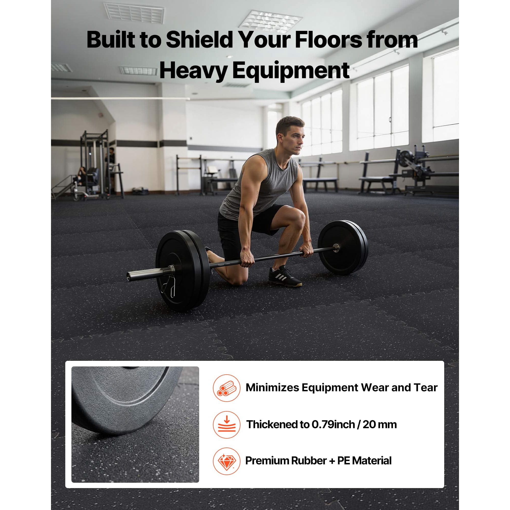 KFFKFF Puzzle Exercise Mat, 12 PCS Fitness Mats, 24 x 24 x 0.79 in, Durable EVA Foam Tiles, Interlocking Soft Rubber Flooring, Protective Padding with Gray Dots for Home Gym or Office