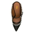 thumbnail image 4 of FSJ Women Elegant Pointed Closed Toe Mules Chic Crystal Chunky High Heels Sandals Pumps Slip On Two Strap Backless Casual Dressy Shoes Size 5 Black Rhinestone, 4 of 4
