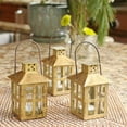 thumbnail image 6 of Kate Aspen Decorative Lanterns -Set of 12 - Distressed Metal Vintage Mini Wedding Lantern, Centerpiece for Wedding Table, Accent Piece and Home Decor, Wedding Favors and Baby Shower Favors (Gold), 6 of 7