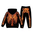 thumbnail image 5 of RUTAYY Boys Halloween 2 Piece Long Sleeve Hoodie and Sweatpants Set Skeleton Print with Pockets Festive Outfit Black, 5 of 5