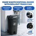 thumbnail image 2 of Plastic Prince 32 Gallon Step-On Large Outdoor Trash Can with Lid and Wheels - Outside Plastic Rolling Garbage Can - Rollout Commercial Heavy-Duty Container Barrel, Gray, 2 of 9