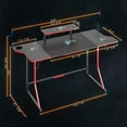 thumbnail image 6 of Bestier 63 inch Gaming Desk with RGB LED Lights PC Computer Desk with Controller Stand Cup Holder Headphone Hook Red, 6 of 7