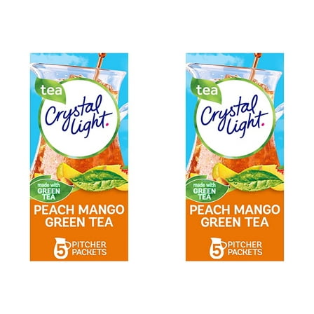Crystal Light Peach Mango Green Tea Drink Mix, 1 count (Pack of 2) (contains 6 pitcher packets each)