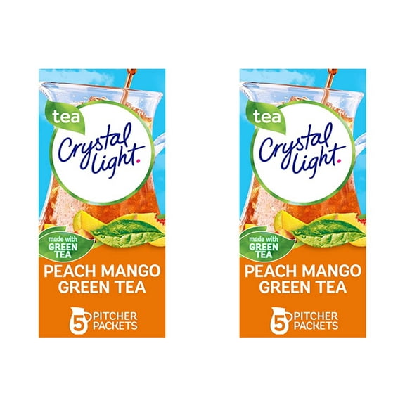 Crystal Light Peach Mango Green Tea Drink Mix, 1 count (Pack of 2) (contains 6 pitcher packets each)