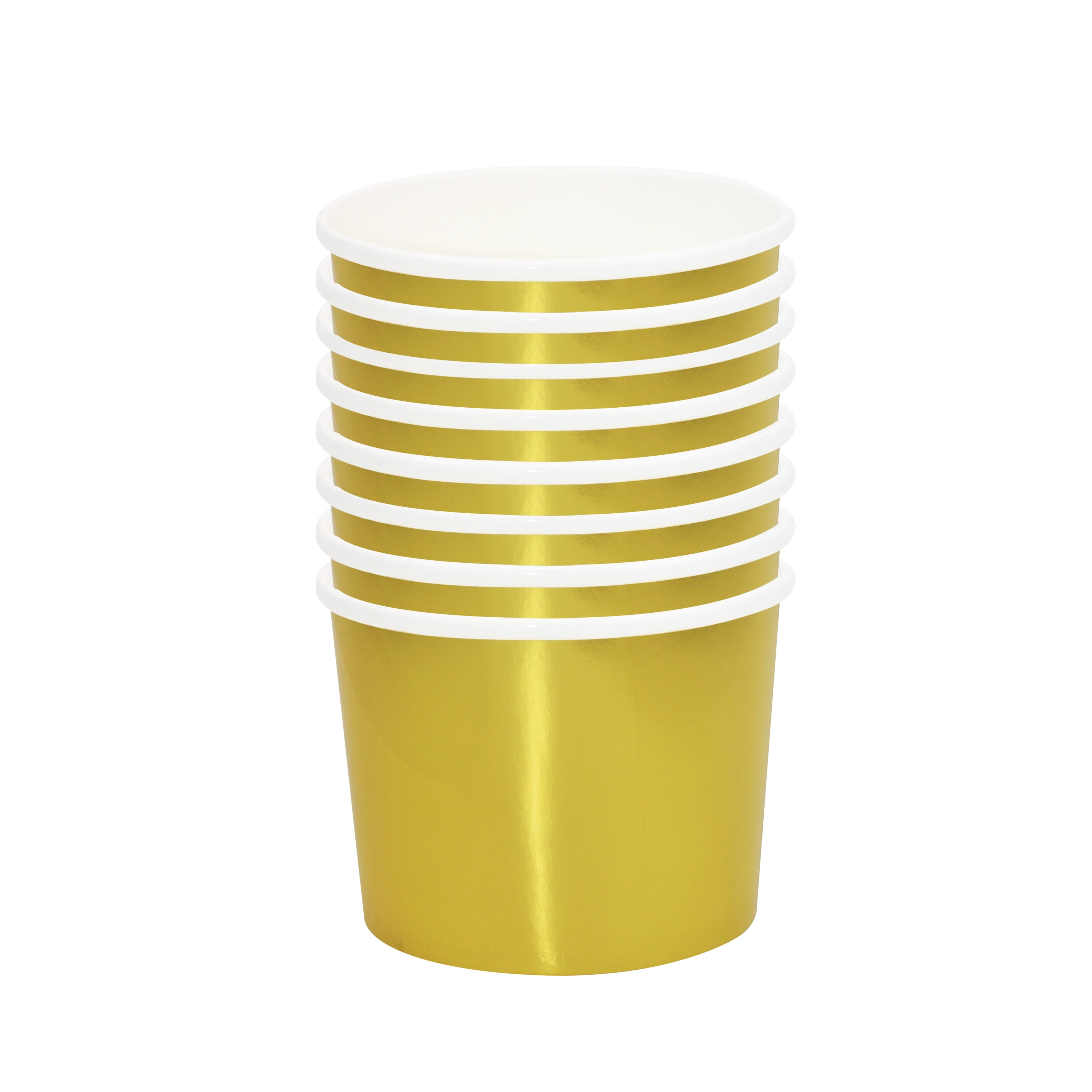 3.375 (Topper) x 2.625 in H, 9 Ounce Capacity, 8 Count Metallic Gold / Red / Iridescent  Disposable Paper Treat Cup, Christmas, Partyware, Holiday Time
