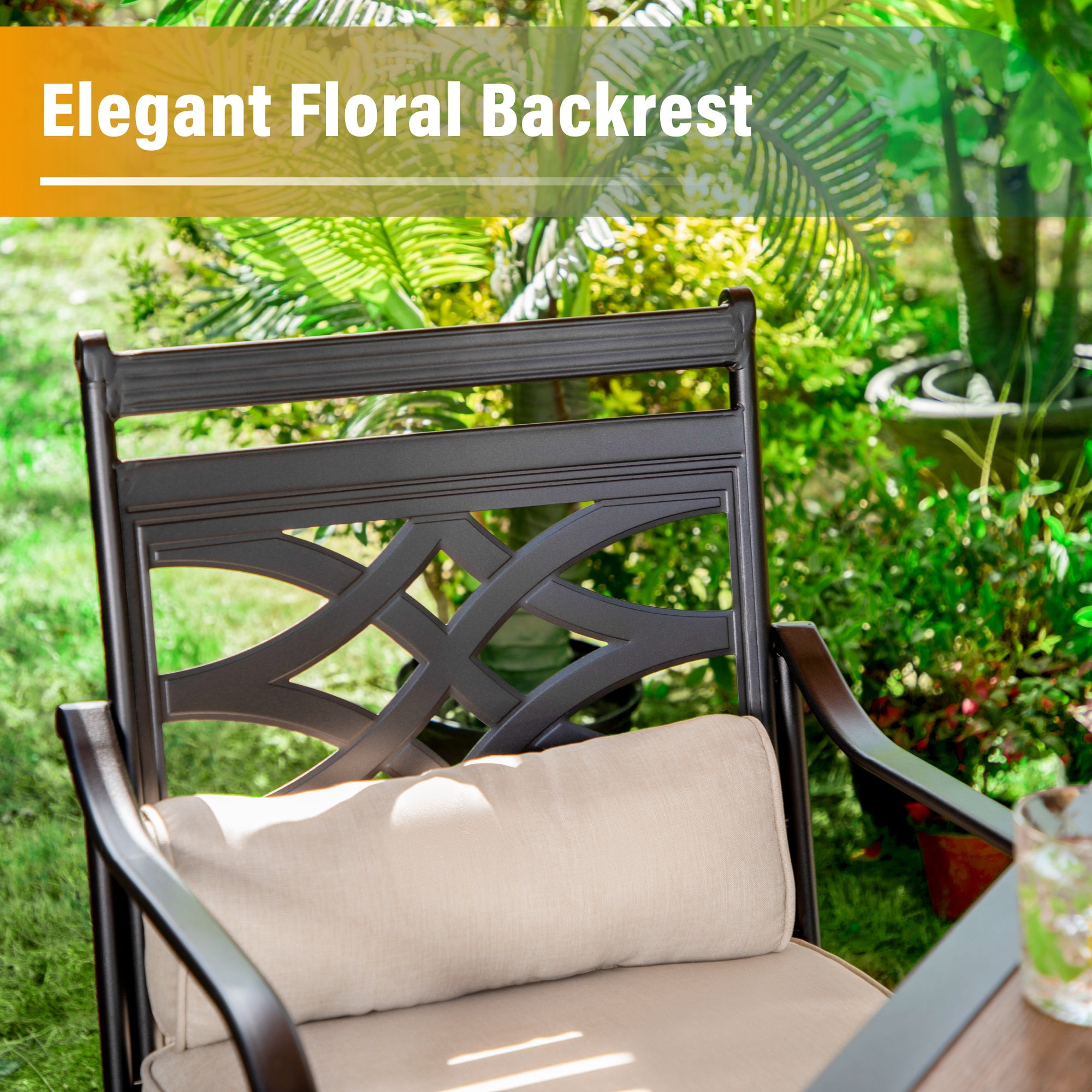 Sophia&William 5-Piece Outdoor Patio Dining Set Metal Cushioned Chairs and 37" Square Table Furnitre Set with 4" Cushion, Beige