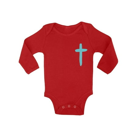 

Awkward Styles Turquoise Cross Baby Bodysuit Long Sleeve Tops for Newborn Baby Christian Clothes for Baby Boys Christian Bodysuits for Baby Girls Jesus Clothing for Baby Kids Cross One Piece