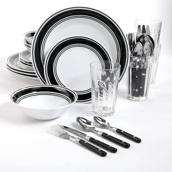 Gibson Home Basic Living 32-Piece Banded Combo Dinnerware Set
