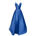 thumbnail image 3 of Vestido de noche sin mangas con tirantes y cuello en V sexy de color sólido a la moda para mujer, 3 of 5