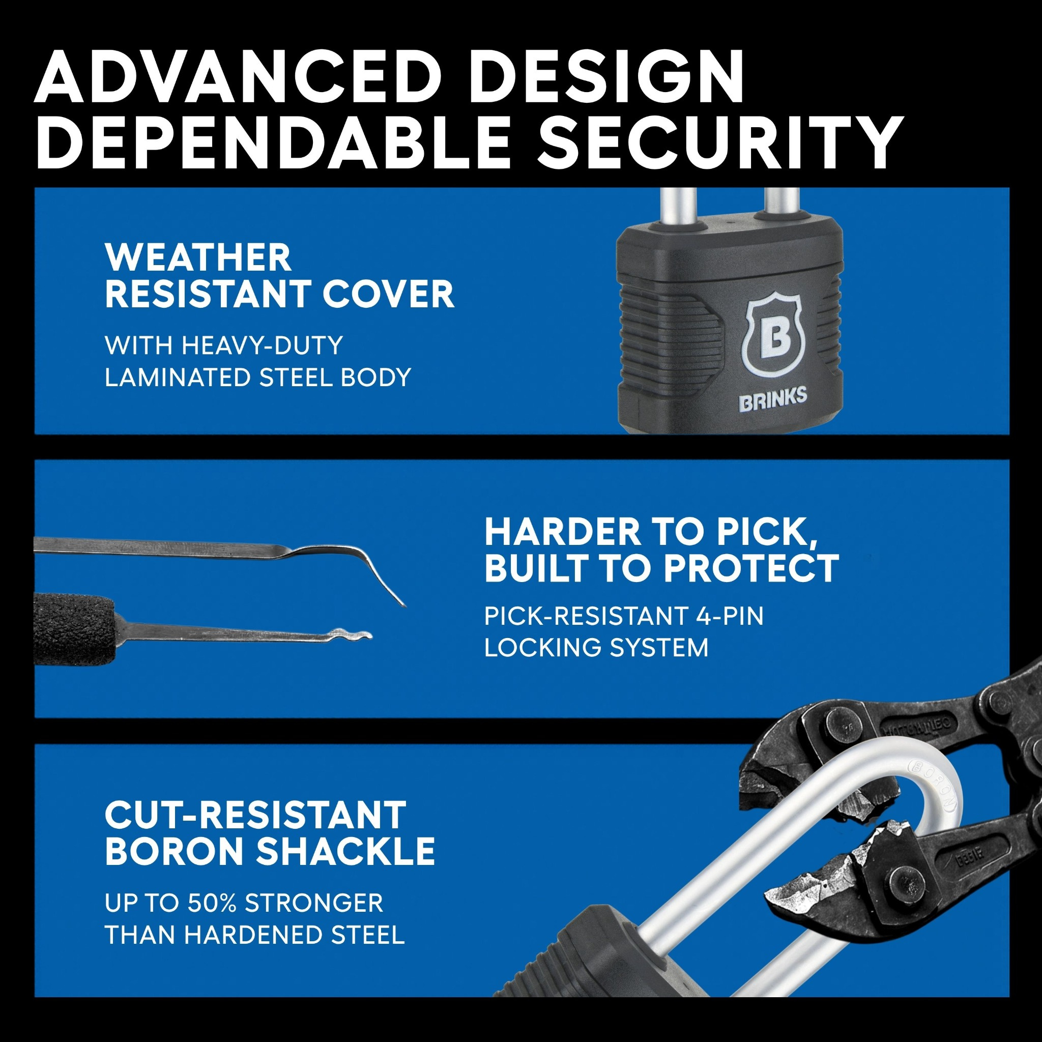 Brinks 1-3/4 in. Weather-Resistant Laminated Steel Padlock photo 8