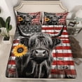 thumbnail image 2 of Castle Fairy Farm Highland Cattle Twin Sheet Sets 3pcs for Boys Girls,Vintage American Flag Twin Fitted Sheet Microfiber,Chic Floral Sunflower Breathable Flat Sheet,Microfiber Bedroom Decor, 2 of 7