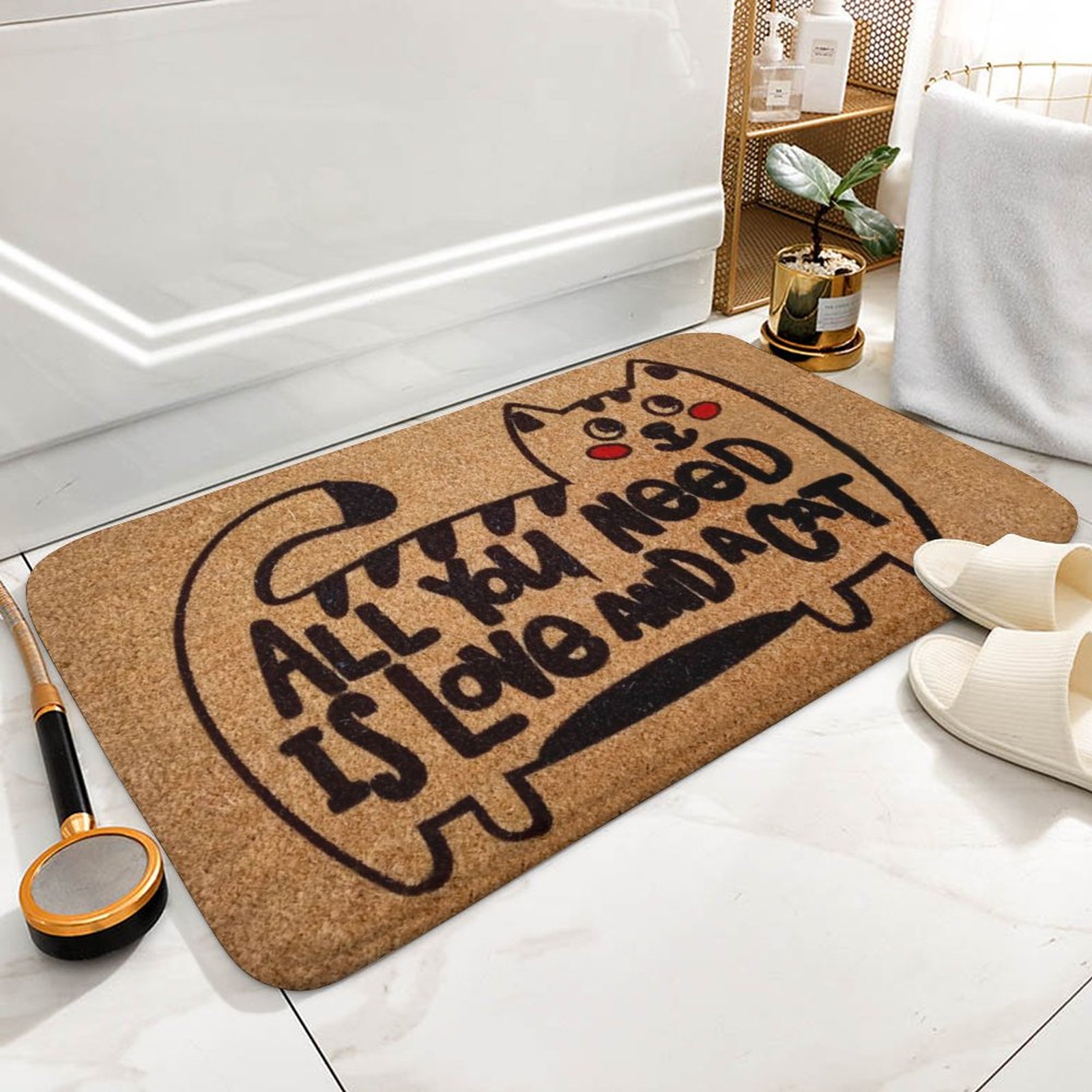 All You Need İs Love And A Cat, Cat Doormat, Cat Outdoor Rug, Cat Love, Home Gift, Wedding Gift, Home Decor, Welcome Mat,Indoor Doormat,Front Back Door Mat 17”x30”