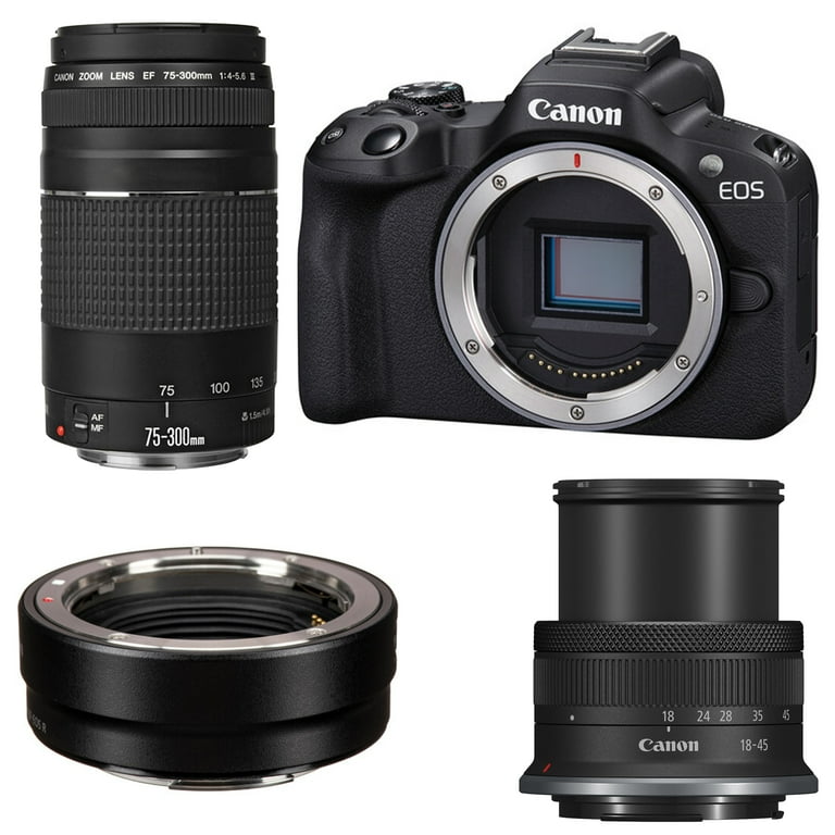 Canon EOS R50 Mirrorless Camera with 18-45mm and 75-300mm Canon EOS R50 Mirrorless Camera with 18-45mm and 75-300mm