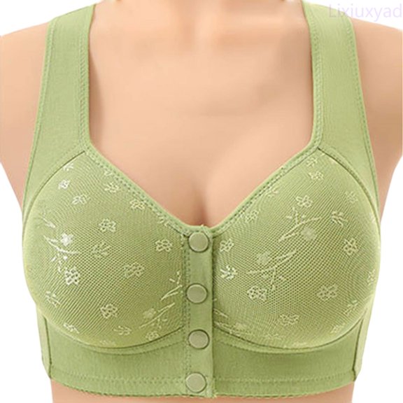 Lixiuxyad Women's Soft Lace Front Closure Bralette Comfortable Wireless Bra Supportive Seamless Underwear For Everyday Wear,Bras for Women Green 36