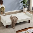 thumbnail image 4 of PU Futon Sofa Couch for Living Room Convertible Faux Leather Upholstered Futon Sleeper Sofa Bed Channel Tufted Bedroom Futons White, 4 of 5