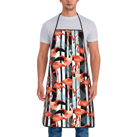 Naloa 1Pack Adjustable Bib Apron Waterdrop Resistant Cooking Kitchen Aprons for Women Men Chef Cool Flamingo Print