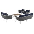 thumbnail image 3 of Modway Stance 5 Piece Outdoor Patio Aluminum Sectional Sofa Set in White Navy, 3 of 10