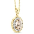 thumbnail image 3 of Gem Stone King 1.15 Ct Oval Peach Morganite White Diamond in 14K Yellow Gold Pendant, 3 of 5