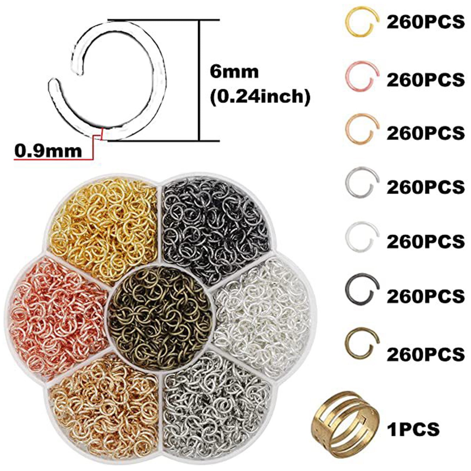Open Jump Ring 4/6/8 mm Set Metal Split Ring Connectors Accessories for DIY Bracelet Pendant Jewelry Making Crafts