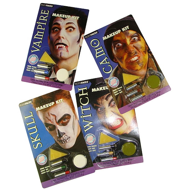 Pack Club de 24 Sets de Maquillage d'Halloween Camouflage, Vampire, Sorcière et Crâne