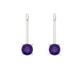 thumbnail image 3 of 0.5 Ct Round Cut Drop Dangle Purple Natural Amethyst 14K White Solid Solid Gold Everyday Dainty Earrings Lever Back, 3 of 7