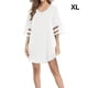 thumbnail image 5 of Sonducket Vestido informal para mujer, traje de baño, manga acampanada, corte en A, escote en V profundo, ropa de playa, de Color sólido Vestidos Blanco SG, 5 of 6