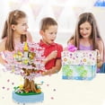 thumbnail image 3 of HI-REEKE Flower Building Block Set Sakura Tree Music Box Building Kit Plastic Toy Gift for Girl Pink, 3 of 6