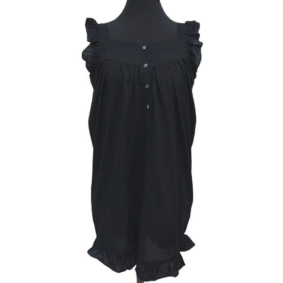 Victorian 100% Cotton Vintage Nightgown Sleeveless Ruffle Trim SoieRose SR1174