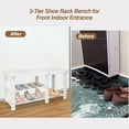 thumbnail image 5 of Ecomex 33.6" Solid Wood Shoe Bench, 3-Tier Shoe Organizer for Entryway Hallway - White, 5 of 7