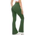 thumbnail image 5 of Aboser Womens High Waist Flare Yoga Pants Tummy Control Bootcut Leggings Seamless Crossover Workout Pants Stretchy Wide Leg Gym Trousers Army Green, 5 of 8
